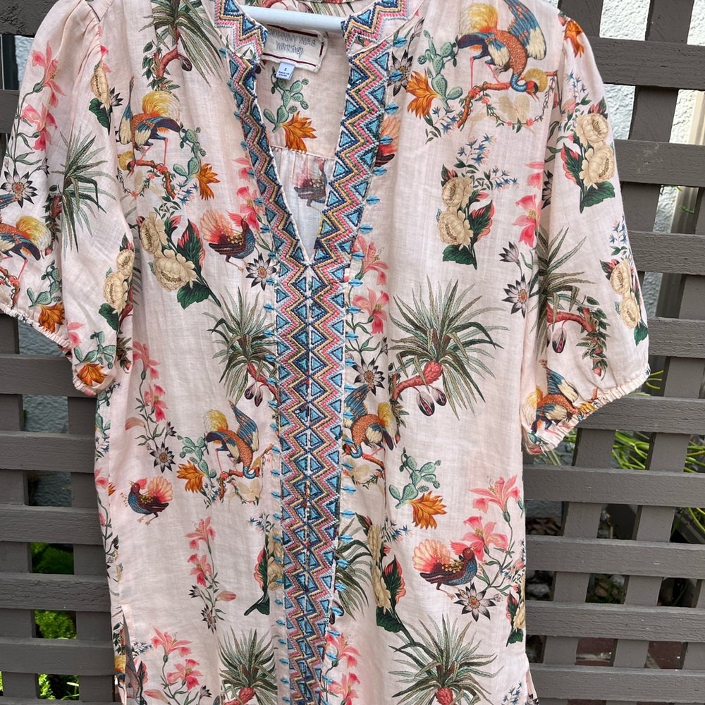 Johnny Was Floral Embroidered Top - Multicolor